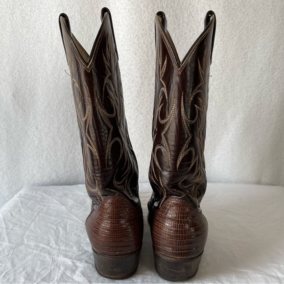 Vintage Dan Post Raleigh Teju Lizard Leather Boots brown mens 10 D Cowboy Boots - Picture 4 of 16